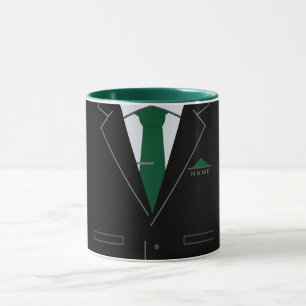 Mug Élégant costume noir et cravate verte - Ajoutez 