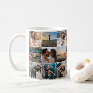 Mug élégant couple 9 photos collage valentines