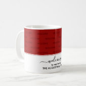 Mug Elégant Crimson rouge BIENVENUE À NOTRE MAISON Inv (Devant gauche)