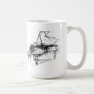 Mug Elégant croquis de piano Abstrait