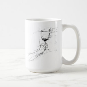 Mug Elégant croquis de toast en verre de vin