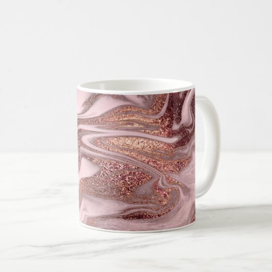Mug Élégant cuivre moderne rose or & marbre rose (Devant droit)