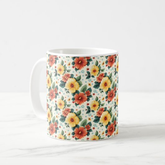 Mug Élégant Cute Sophistiqué Chic Romantique Floral (Devant gauche)
