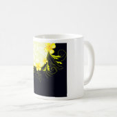 Mug Élégant damas floral jaune (Devant droit)