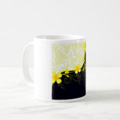 Mug Élégant damas floral jaune (Devant gauche)