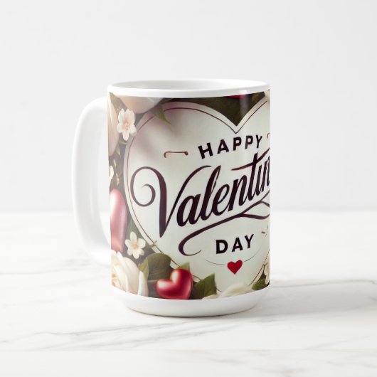 Mug Elégant design de Saint Valentin avec Rose (Devant gauche)