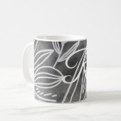 Mug Élégant dessin de Feuilles de Monogramme noir et b (Devant gauche)