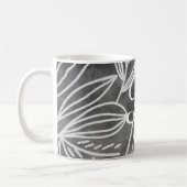 Mug Élégant dessin de Feuilles de Monogramme noir et b (Gauche)