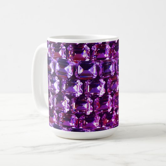 Mug Élégant diamants de pierres précieuses violettes (Devant gauche)