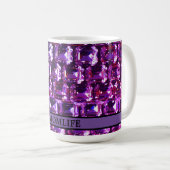 Mug Élégant diamants de pierres précieuses violettes (Devant droit)
