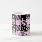 Mug Élégant doodé noir rose floral plaid motif (Centre)