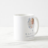 Mug Elegant Dusty Blue Boy Photo Baptism (Devant droit)