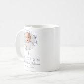 Mug Elegant Dusty Blue Boy Photo Baptism (Devant gauche)
