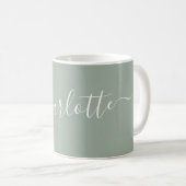 Mug Elegant Dusty Sage Script Modern Name Personalized (Devant droit)