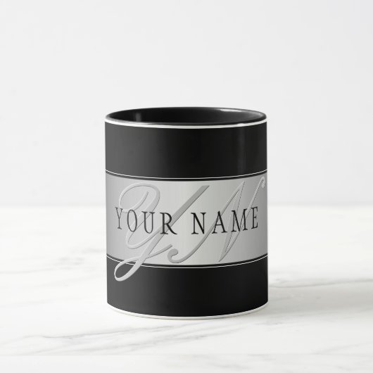 Mug Élégant écriture de script de monogramme modifiabl (Centre)