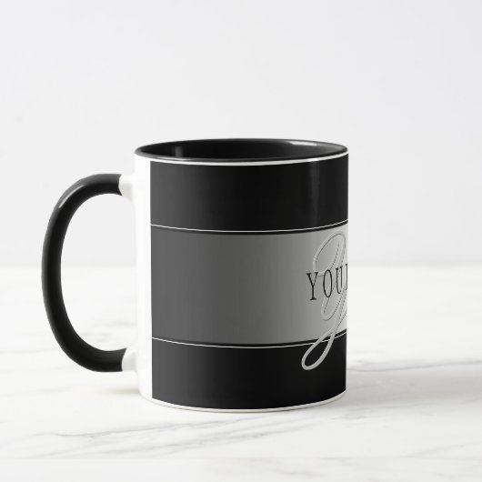 Mug Élégant écriture de script de monogramme modifiabl (Gauche)