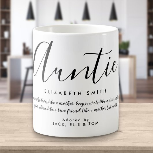 Mug Élégant écriture girly citation Tante