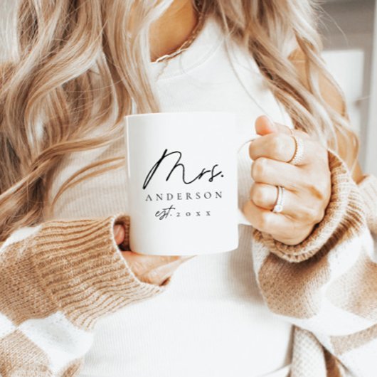 Mug Élégant écriture noire personnalisée de Mme Newlys