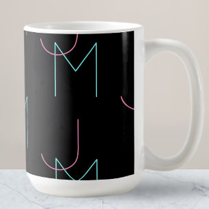 Mug Élégant Éditable Deux Initiales Modernes Carrelées