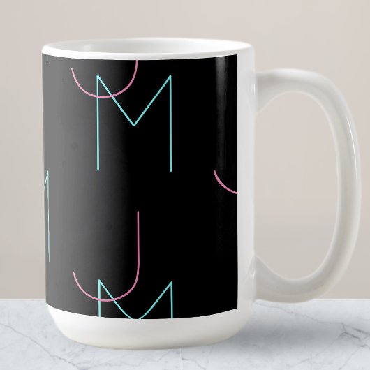 Mug Élégant Éditable Deux Initiales Modernes Carrelées