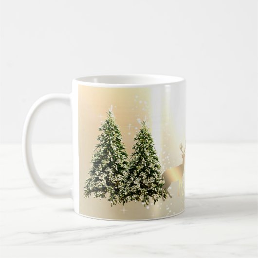 Mug Élégant, Élégant Pin Trees, Reindeer de Noël (Gauche)