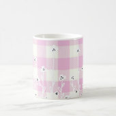 Mug Élégant en vichy plaid blanc rose floral (Centre)
