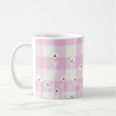 Mug Élégant en vichy plaid blanc rose floral (Gauche)