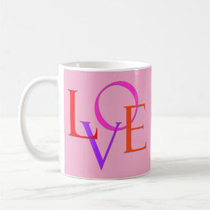 Mug Élégant et joli couleur "AMOUR" sur rose clair
