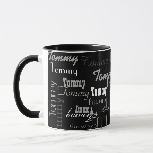 Mug Elégant et noir, créez votre propre motif de nom (Gauche)