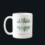 Mug Élégant Eucalyptus Bridesmaid Keepsaké cadeau<br><div class="desc">Élégant script personnalisé nom or eucalyptus tasse à café à deux tons.</div>