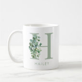Mug Elégant Eucalyptus Vert Nom initial Monogramme (Gauche)