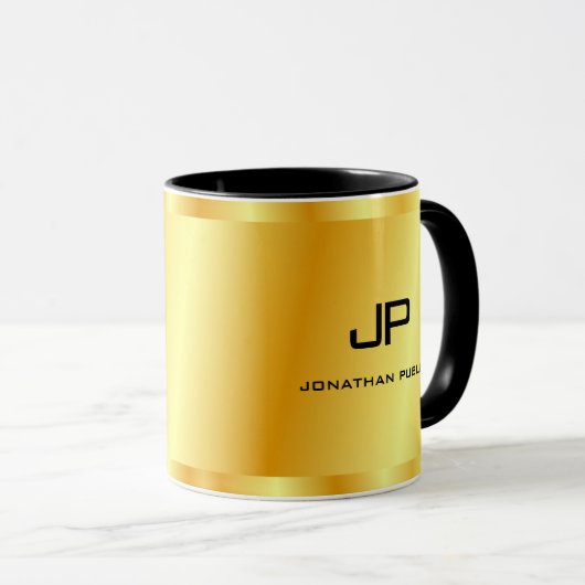 Mug Elégant Faux Gold Monogram Modèle tendance (Devant droit)