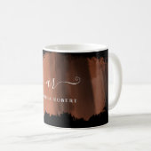 Mug Élégant Faux Rose Gold Stroke Monogramme Noir (Devant droit)