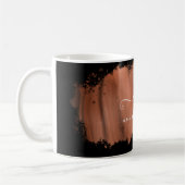 Mug Élégant Faux Rose Gold Stroke Monogramme Noir (Gauche)