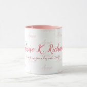 Mug élégant féminin manuscrit nom rose blanc (Centre)