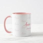 Mug élégant féminin manuscrit nom rose blanc (Gauche)