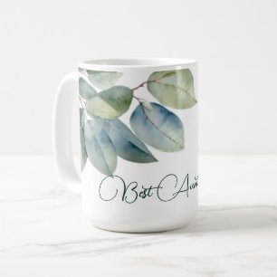 Mug Elégant feuillage aquarelle vert eucalyptus Tante