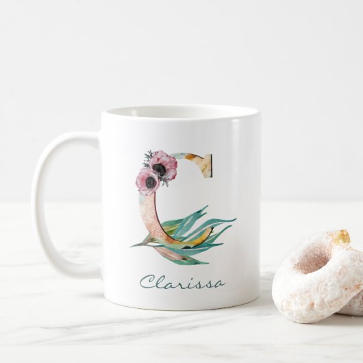 Mug Élégant feuillage flou C aquarelle (Avec donut)
