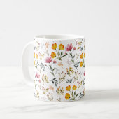 Mug Elégant Fleur sauvage aquarelle blanc (Devant gauche)
