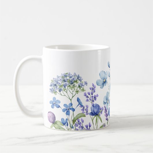 Mug Elégant fleur sauvage moderne Couleur bleu (Gauche)
