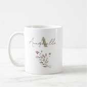 Mug Élégant Fleur sauvage Monogramme Aquarelle (Gauche)