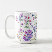 Mug Élégant fleurs sauvages d'aquarelle rose violet (Gauche)