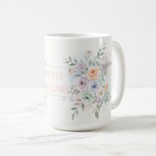 Mug Élégant floral aquarelle  (Devant droit)