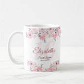 Mug Élégant floral bleu rose doux 16 (Gauche)
