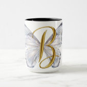 Mug Elegant Floral Butterfly Letter B - Artistic Monog (Centre)