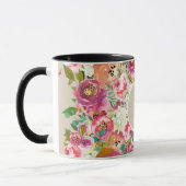 Mug Élégant Floral Chic Rustique Kraft Monogramme Pers (Gauche)