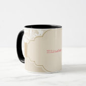 Mug Élégant floral damassé de roses chic (Devant gauche)