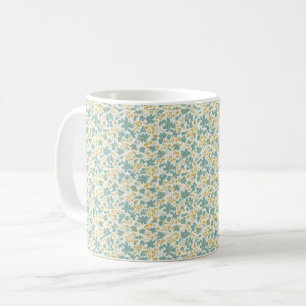 Mug Élégant floral dusty sarcelle et moutarde des anné