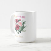 Mug Elegant Floral Happy Birthday Personalized Name (Devant gauche)