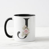 Mug Elegant Floral Letter J Monogram Logo (Gauche)
